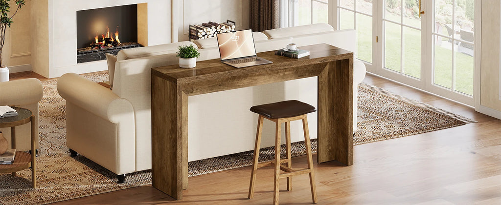 Tribesigns Farmhouse Console Table, 55-Inch Wooden Sofa Table with Storage for Entryway, Foyer, Hallway, Living Room, Brown