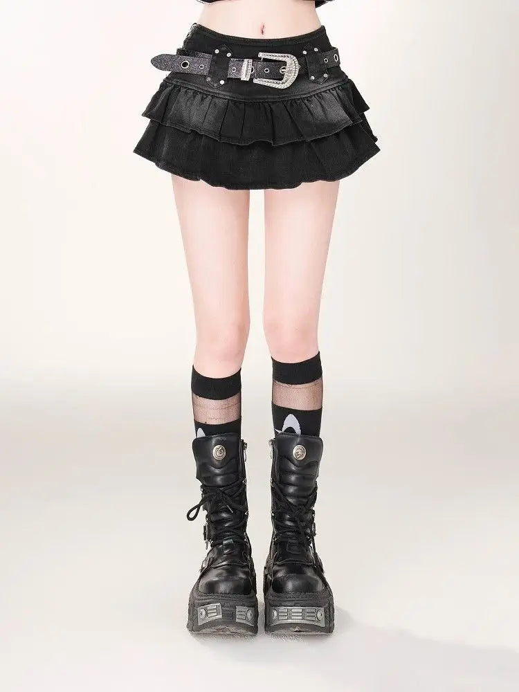 American Streetwear Sexy Summer A-line Gothic Mini Denim Skirts New Fashion Women Hot Girl Sweet Kawaii Bow Vintage Y2k Clothes