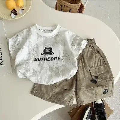 Kids Outdoor Sports Set Boys Girls Summer Short Sleeve T-Shirt Shorts Two-Piece Set Kids' Casual Striped T-Shirt 1-6 Year Set