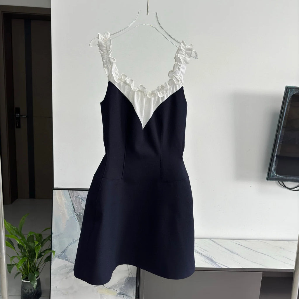 Sweet And Elegant Floral Trim Collar Dress Versatile Splicing Style Casual A-Line Skirt Suitable for All Seasons Shanghai Origin