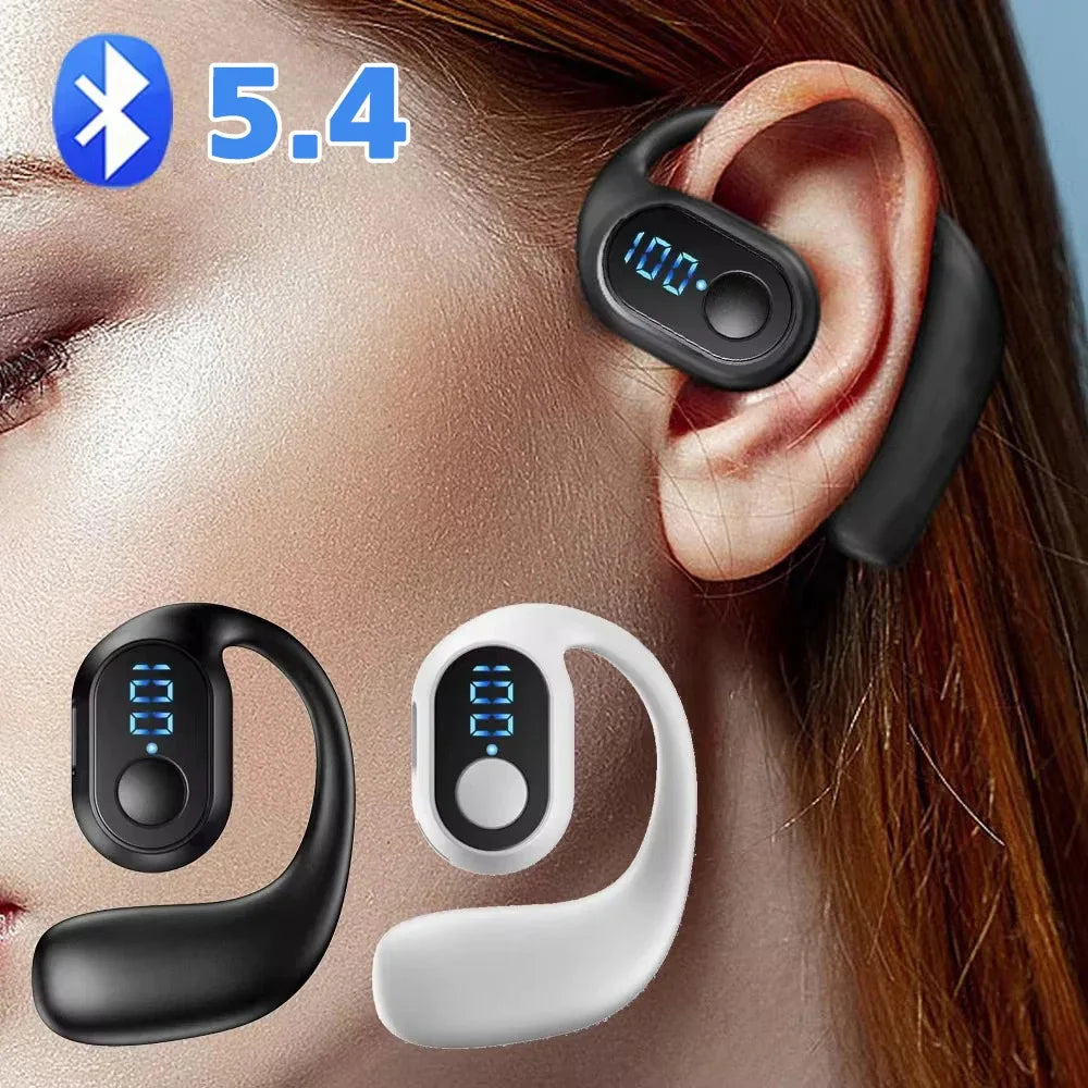 Bluetooth 5.3 Headphone Ear Hook Wireless Earphone LED Display HD Calling Mic Surround Sound Earbud HiFi Stereo Gaming Headset