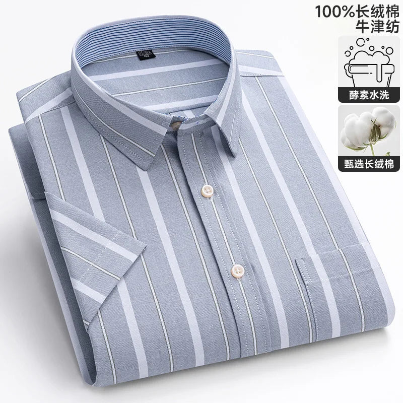 Men's Casual Short Sleeve Shirt - 100% Cotton Classic Fit 7XL