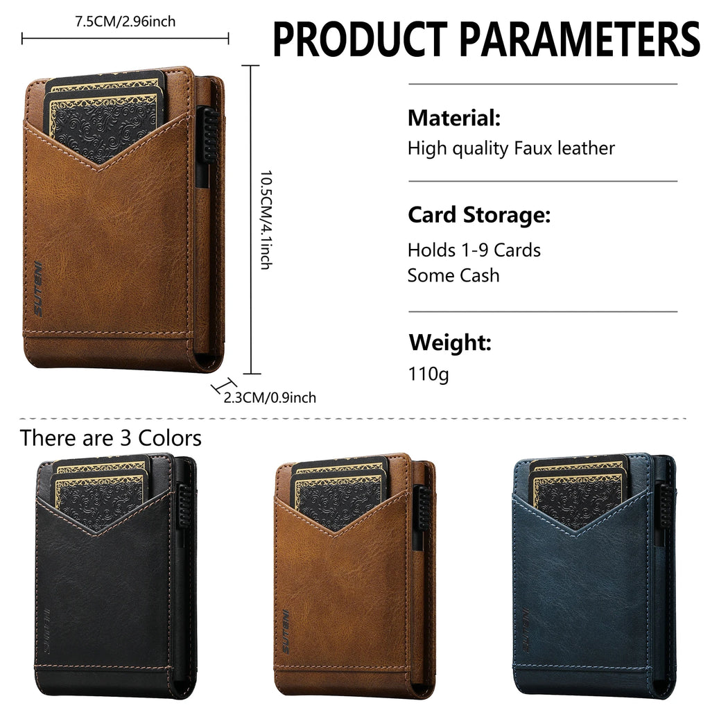 SUTENI Card Slot Wallet Flip Cover Faux Leather Card Box Pressing The Button Automatically Ejects The Card