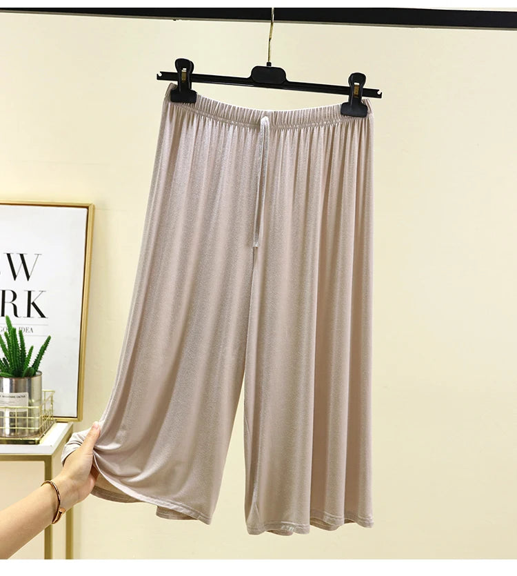 Women's Modal Wide-Leg Pants - High-Waisted Casual Summer Lounge