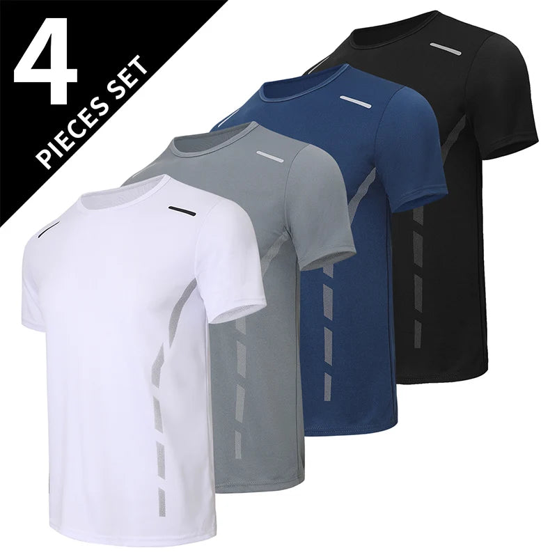 6/4 Pcs Men's Summer Multicolor Quick-drying Sports Short-sleeved Youth Running Fitness Basketball Football Breathable T-shirt