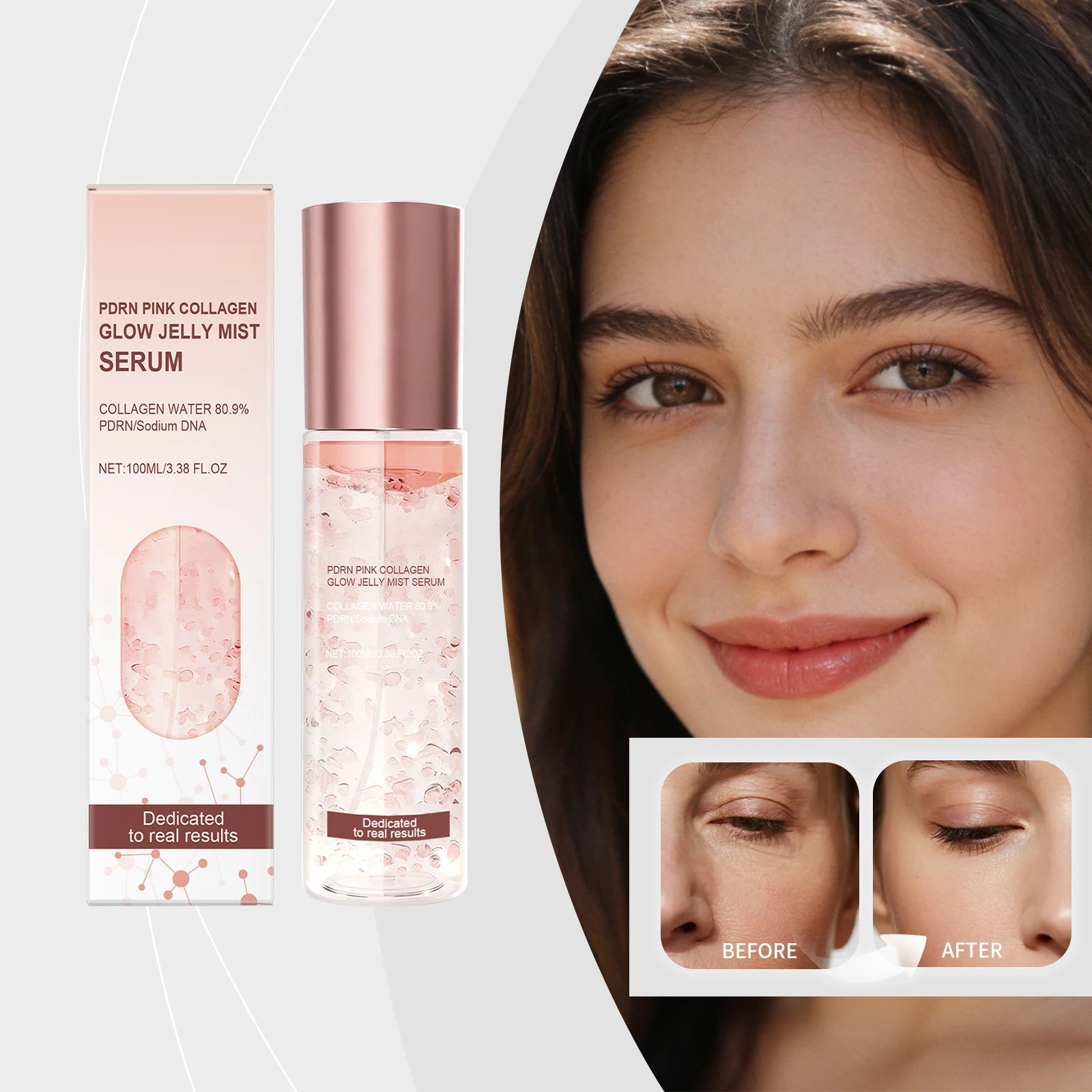 Jelly Mist Serum Brightening Firming Hydrating Face Spray Smoothing Facial Hyaluronic Acid Collagen Moisturizing Skincare Set