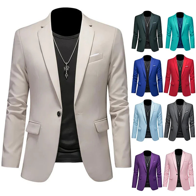 Boutique Fashion Mens Blazer Solid Color Premium High End Suit Jacket For Men Groom Wedding
