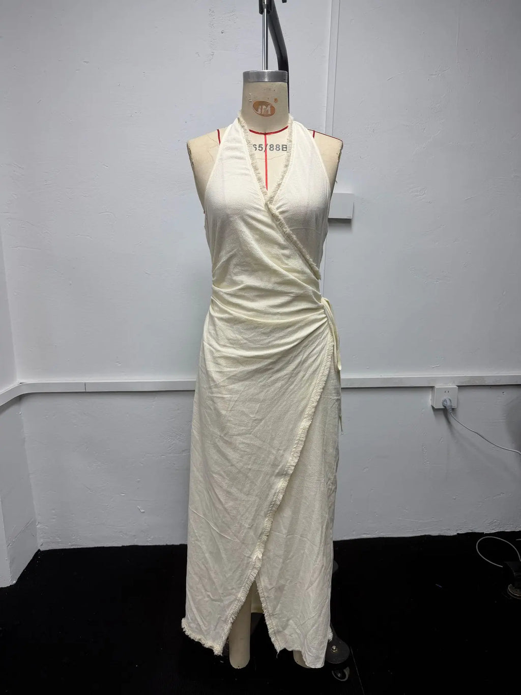 Women's Dress Elegent Solid Color Summer Deep V Neck Sleeveless High Split Lace Trim Wrap Lace-up Bohemian Vacation Dresses