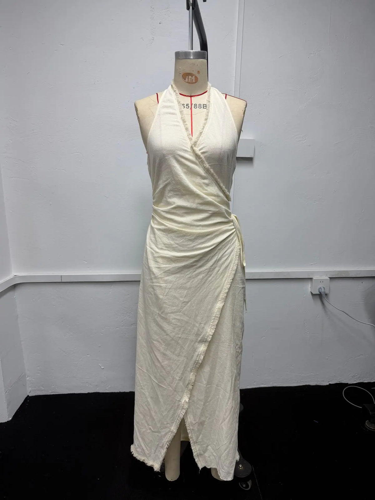Women's Dress Elegent Solid Color Summer Deep V Neck Sleeveless High Split Lace Trim Wrap Lace-up Bohemian Vacation Dresses