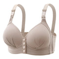 Breathable Bra Front Button Closure Push Up Bra For Women'S With Adjustable Straps Plus Size Support No Wire Design For Ladies