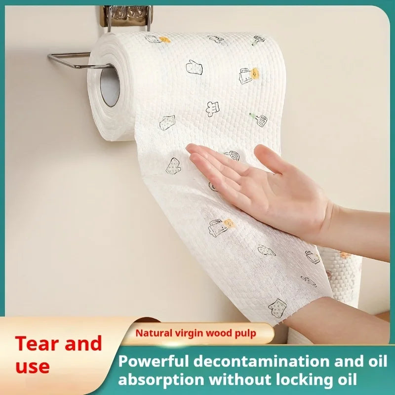 Washable Reusable Kitchen Paper Roll, Thick Pearl Embossed Non-Woven Cleaning Cloths, Oil Absorbent Dish Wipes for Kitchen Home
