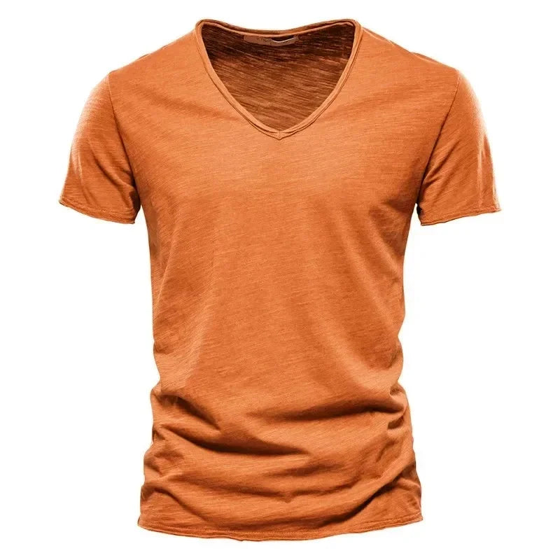 Men's 100% Cotton V-Neck T-Shirt - Short Sleeve Casual Tee S-5XL