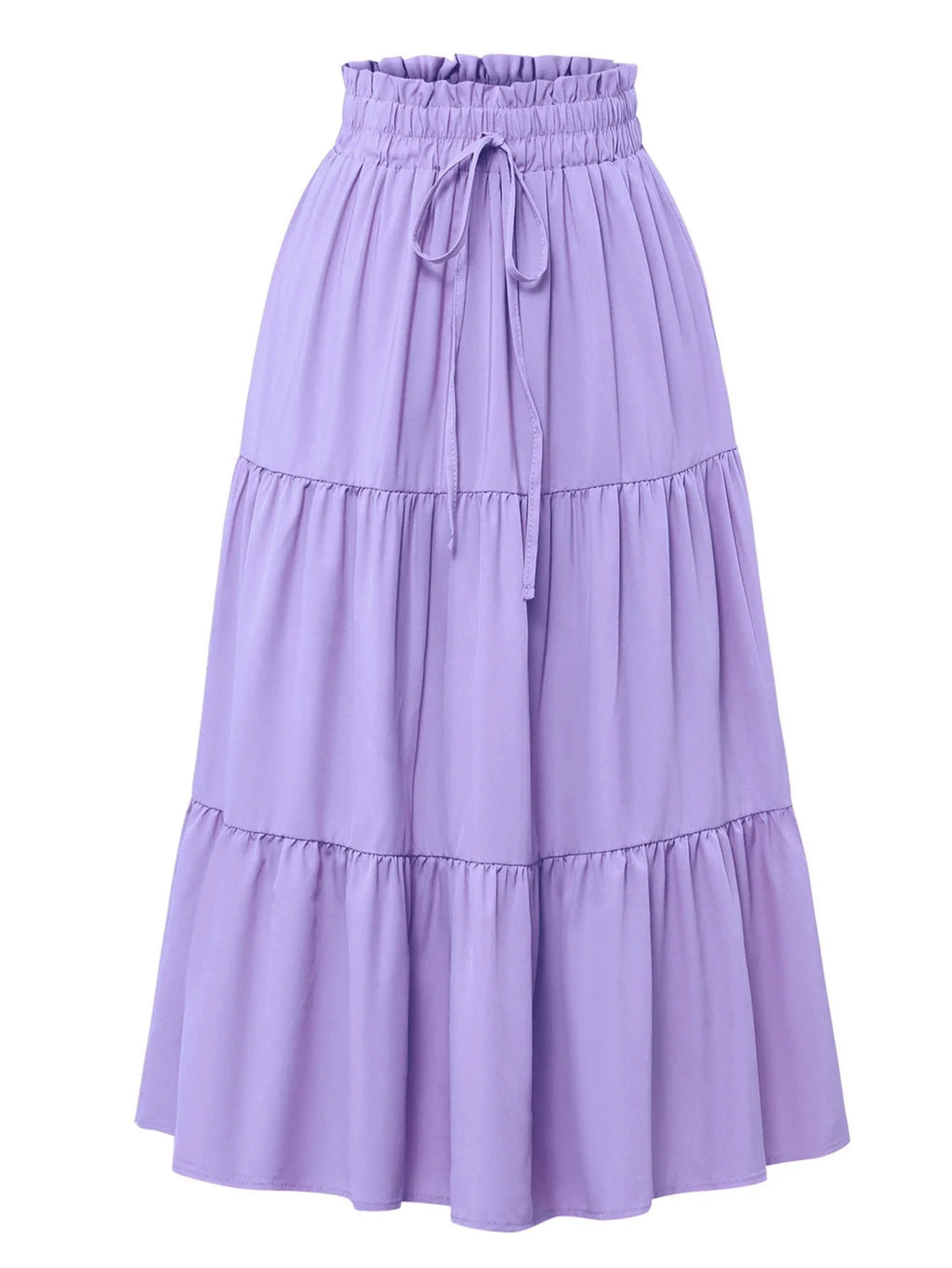 1PC Women's Summer Solid Color Bohemian A-line Midi Skirts 2026 New Female Vacation Casual Loose Faldas