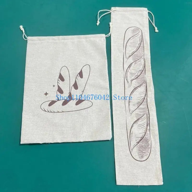652F Bolsas de Lino Prácticas con Cordón para Pan Envasado Sostenible y Transpirable Perfectas para Pan, Frutas y Aperitivos