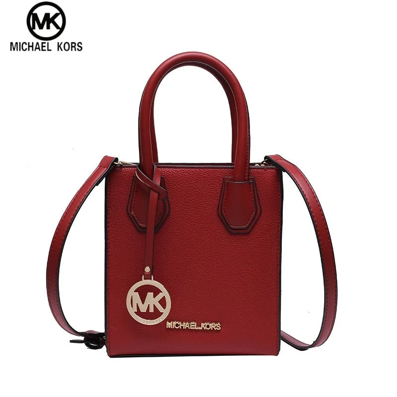 2026 New Michael Kors Women's Fashion One Shoulder Handbag MK Cross Shoulder Vertical Small Square Bag Classic Letter Bag