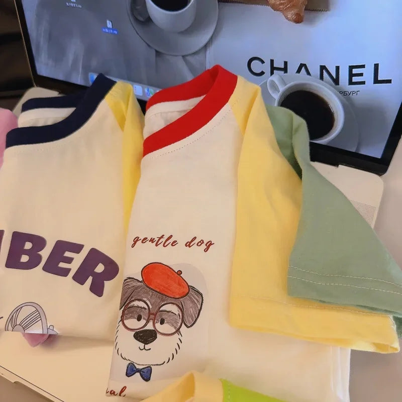 Summer New Children'S Cotton Cartoon Printed Short Sleeved T-Shirt Boys And Girls Raglan Sleeves Stylish Casual Tops