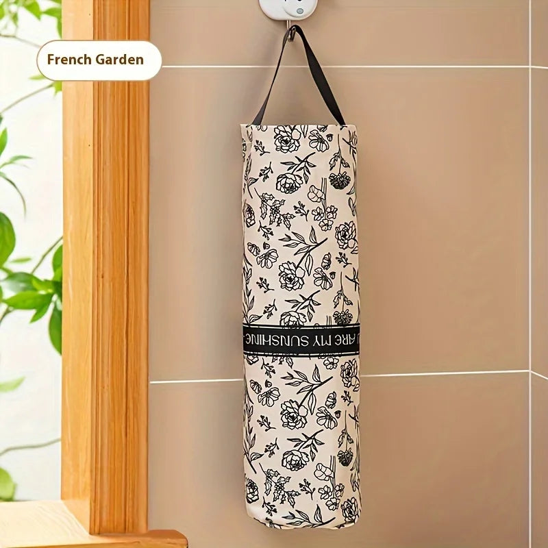 1 bolsa de almacenamiento de basura, artefacto de almacenamiento de cocina montado en la pared, bolsa colgante para almacenamiento de bolsas de plástico de basura, clasificación de artículos varios