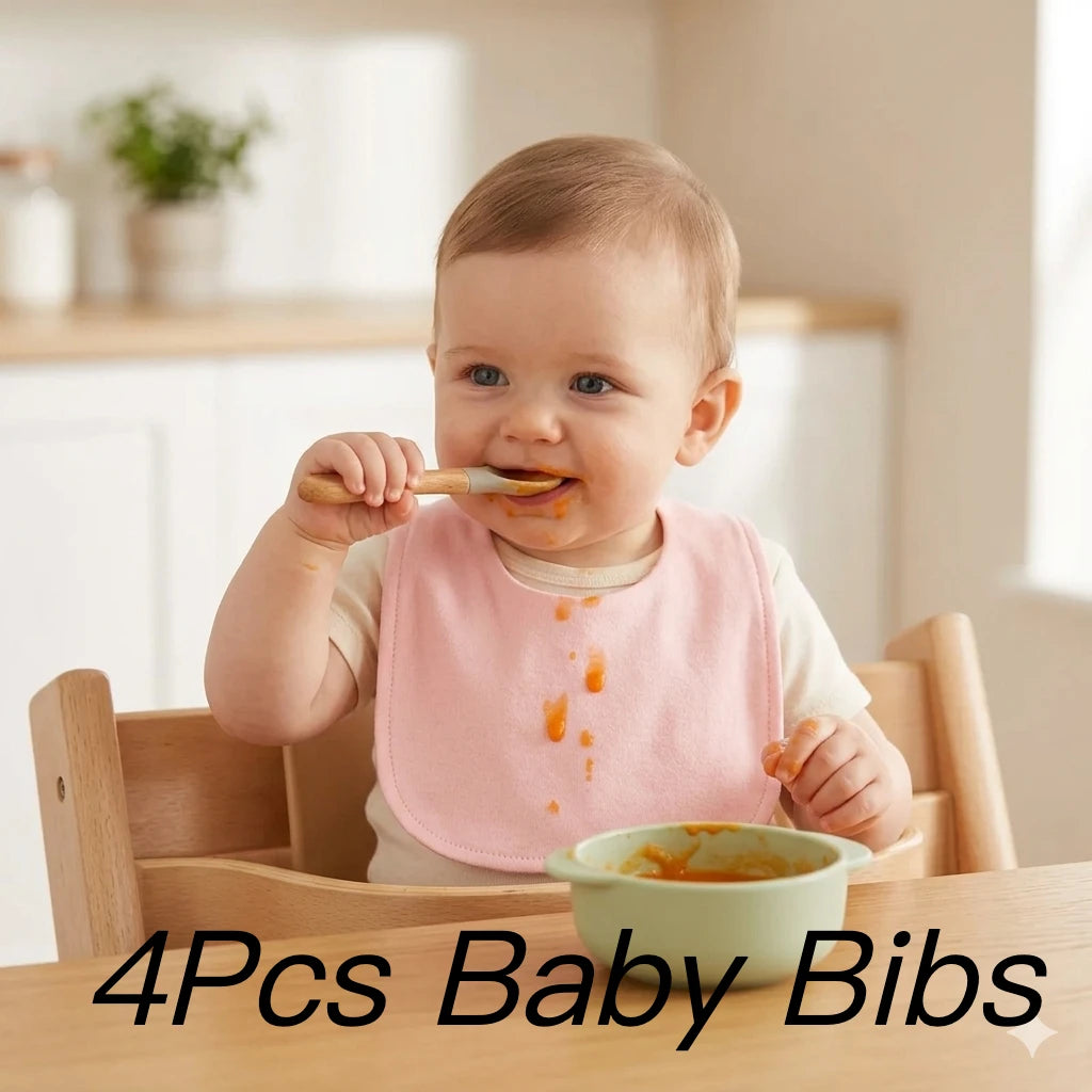 4Pcs Baby Bibs Burp Clothes Cartoon Newborn Saliva Towels for Girls Boys Cotton Kids Apron Infant Accessories Toddler Bibs Set