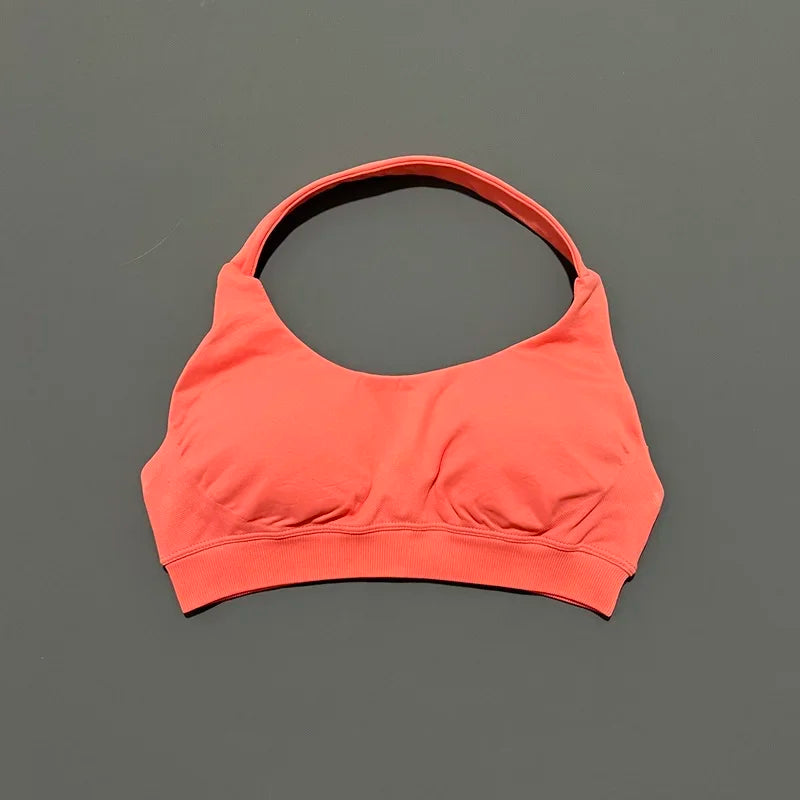 Women Sports Bra Seamless Halter Yoga Clothes Removable Cups Women Workout Clothing Gym Backless Bra Running Workout Tops