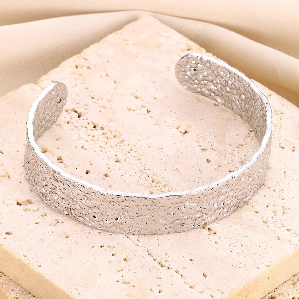 Stainless Steel Wide Bangles For Women'S Luxury Gold Color Chunky Flower Cuff Bangle Bracelet Femme Vintage Wedding Jewelry Gifts