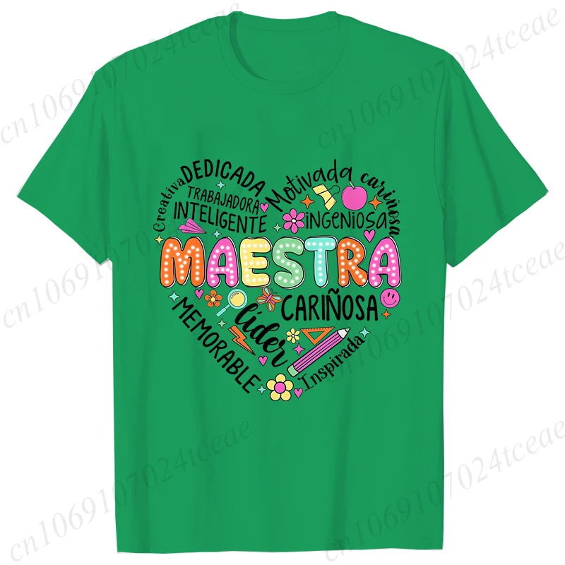 Spanish Maestra Women's T-Shirt Casual Short Sleeve Graphic Tee