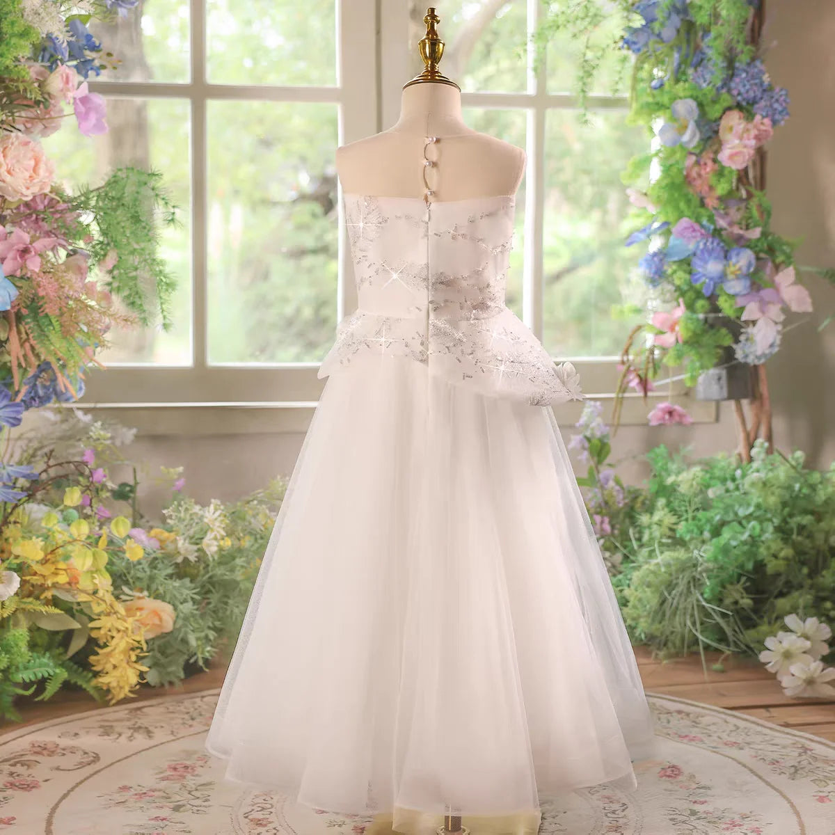 Dreamy Vow D192 White Beading Sequined Flowers Princess Dress for Girls Gorgeous Wedding Birthday Party Pageant Holiday Gown