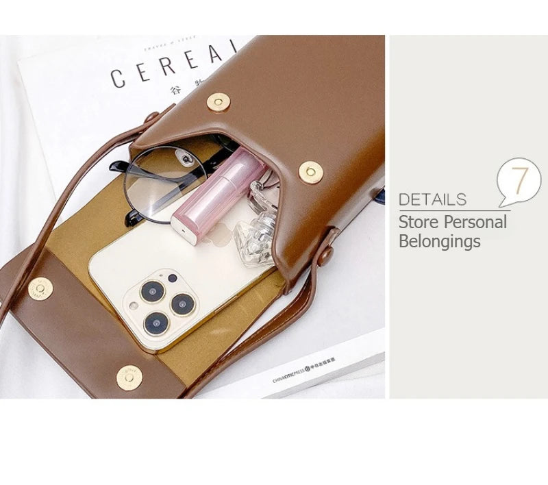 Flap Crossbody Bags Women Mini PU Leather Shoulder Purses and Handbags for Girls Ladies Phone Simple Solid Designer Bag