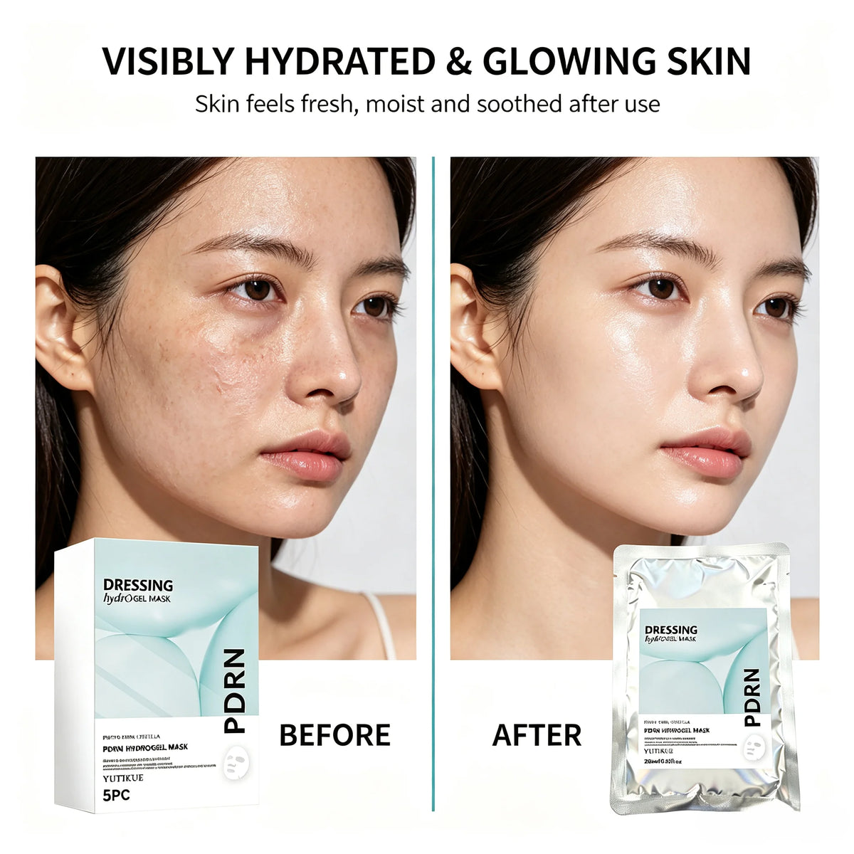 YUITIKUE PDRN Hydrogel Dressing Mask Centella Extract Intensive Hydration Calm Irritation Comfort Fit Facial Mask 28ml