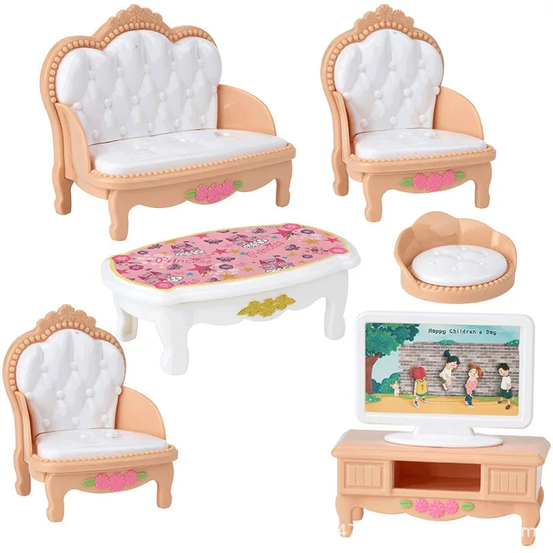 Children's mini doll house accessories pretend play toys family scene bedroom kitchen birthday Christmas children's gift