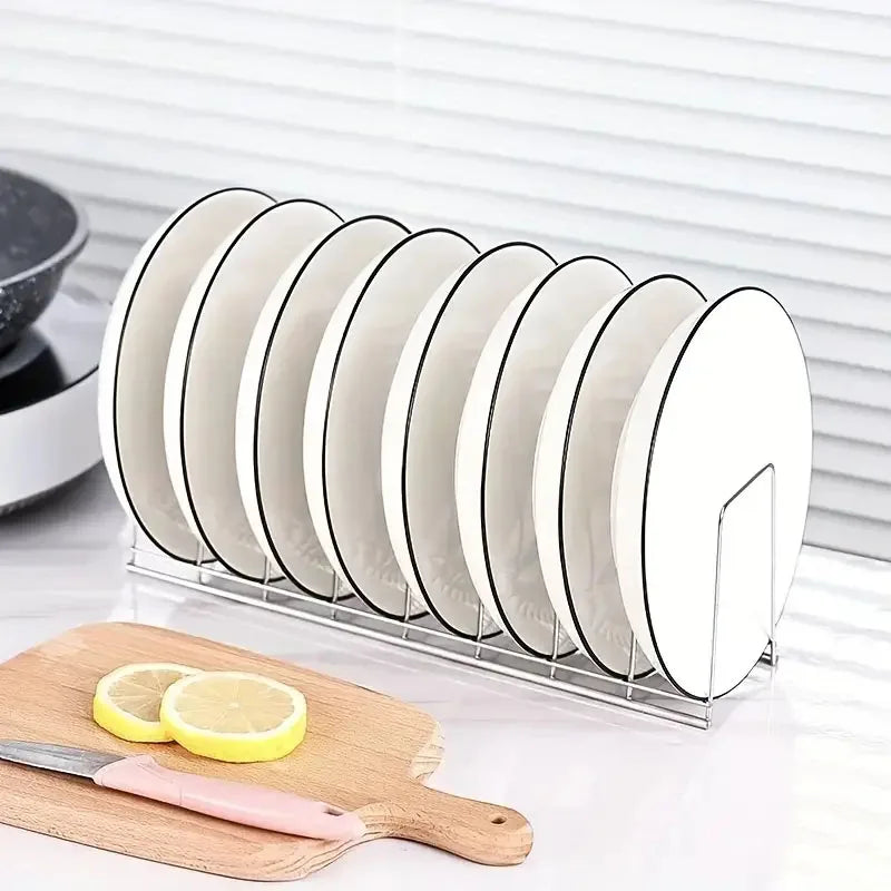 Organizador de platos de acero inoxidable para cocina, escurridor de platos, estante para cubiertos, tapas de ollas, accesorios de cocina.
