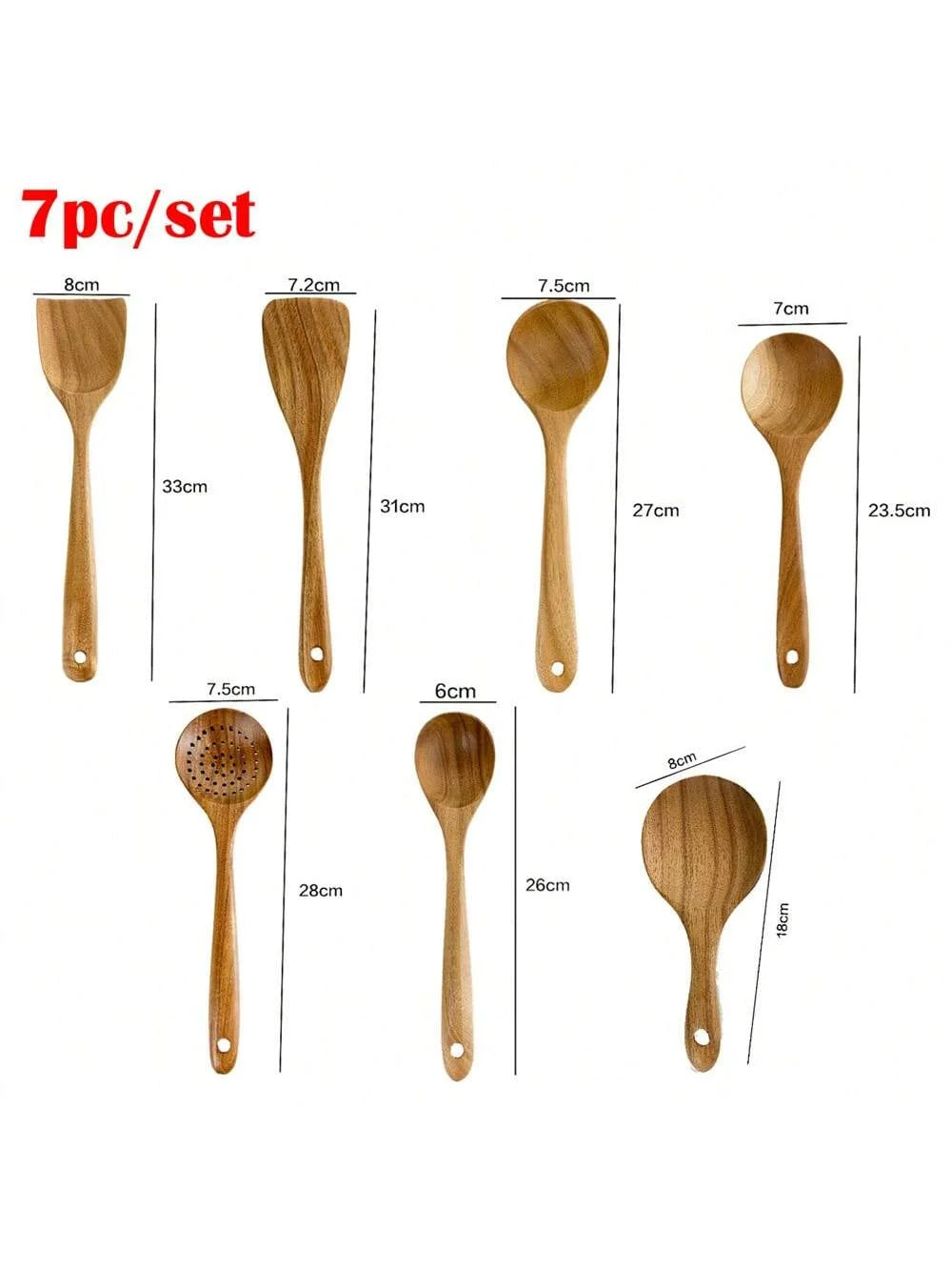 10-Piece Teak Wooden Cooking Utensil Set