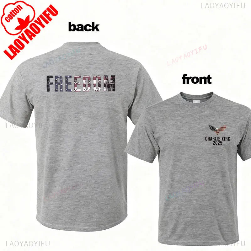 Charlie Kirk Freedom Shirt Patriotic Graphic Tee Tribute For Patriotic Activists Streetwear