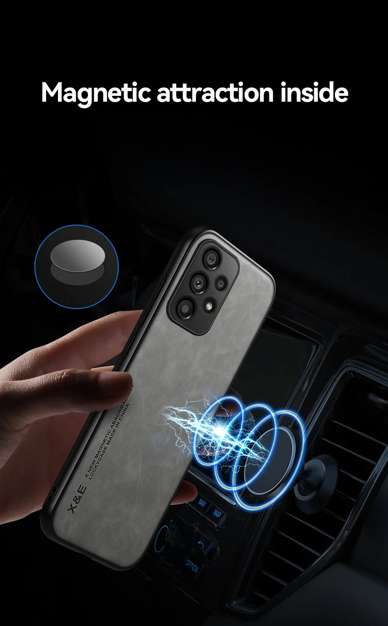 Hidden Iron Plate Magnetic Frosted Leather Phone Case For Xiaomi 17 Pro Max 15T 15 14 14T 13 13T 12 12T 11 11T Pro Back Cover