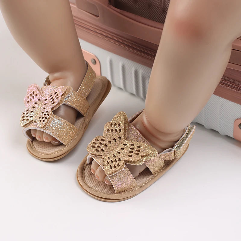 Infant Pre-walker Sandals,Girls Sweet Style Heart Bow Butterfly Decor Sandals,Soft Comfy Multi Color Summer Footwear 0-18 Months