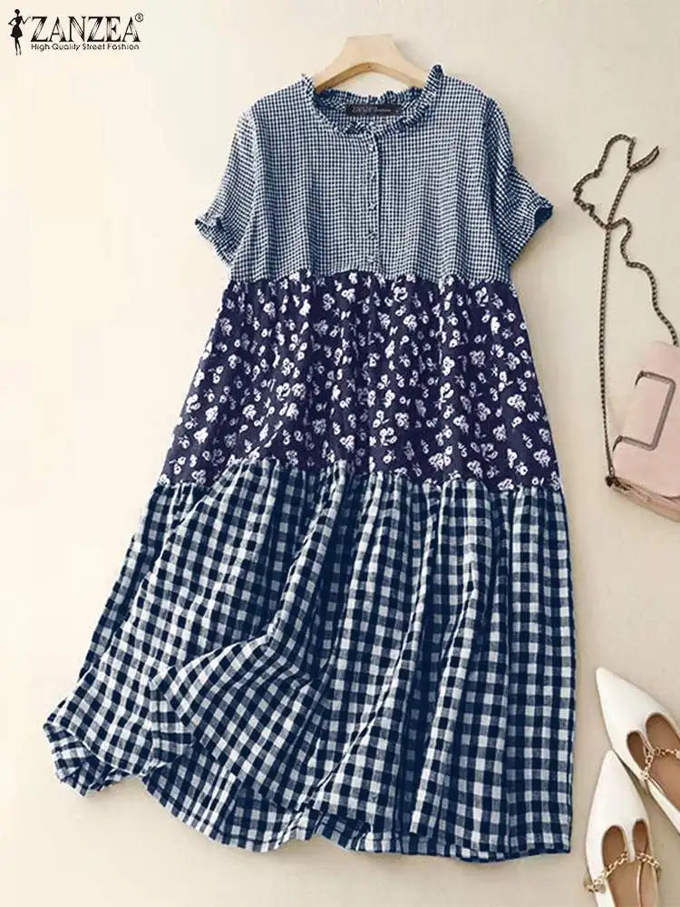 Women's Plaid Long Dress | Casual Loose Summer Sundress