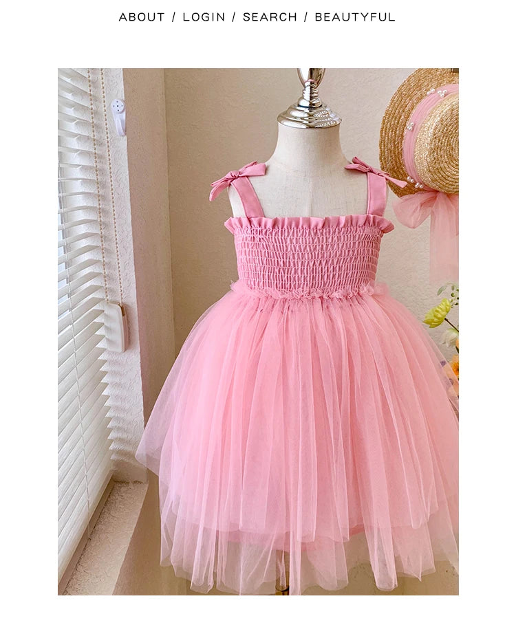 Kids costumes Flower girls tulle dress girls wedding tutu dress formal dress ceremonial dress yarn Suspenders dress