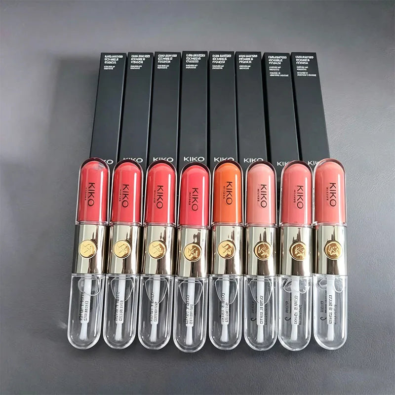 Kiko Double Headed Lipstick Transparent Mirror Non Fading Non Stick Cup Lip Gloss Milk Tea Bean Paste Naked Nature Lip Makeup