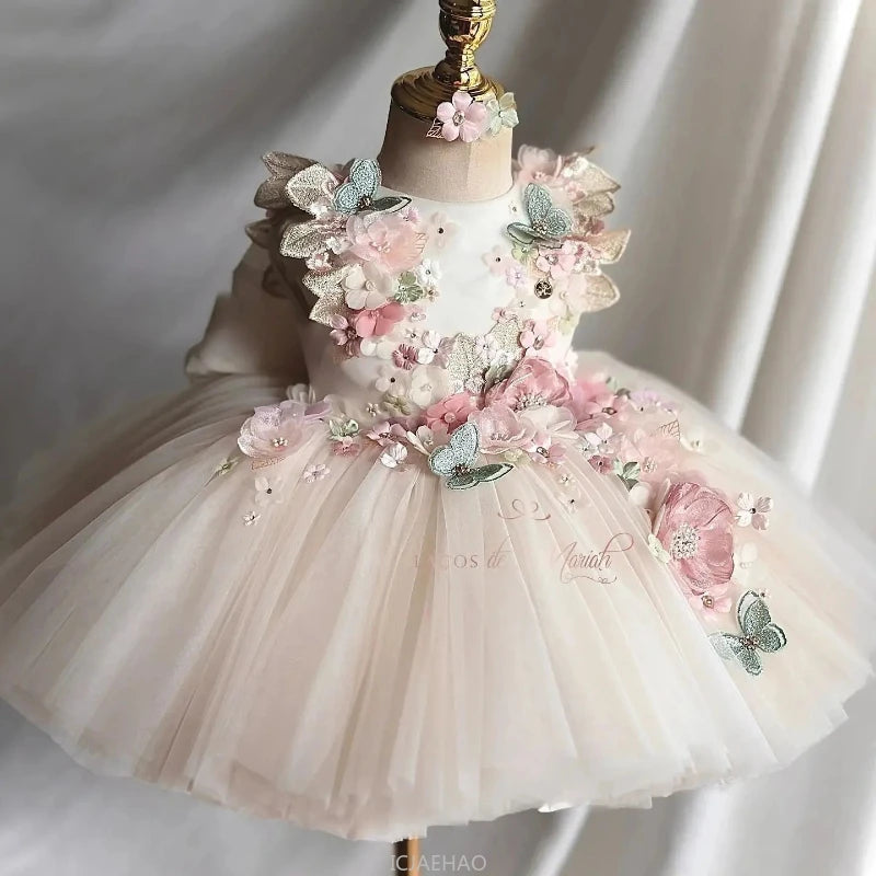 Wed Dress 2025 Girls Princess Wear Children Tutu Gown Kids Fashion Show Outfits Vestido Pageant Dresses Costumes Birthday Party