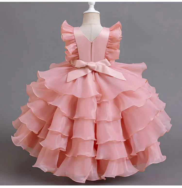 Fashion Flower Girl Dresses for Weddings Lace Mesh Sleevelss Birthday Dress Summer Children Girls Party Dress 2-12 Years