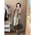 New Chinese Style Retro Dyed Halter Dress Summer Spring New Arrival Vacation Travel Small Size Long Dress Women Loose