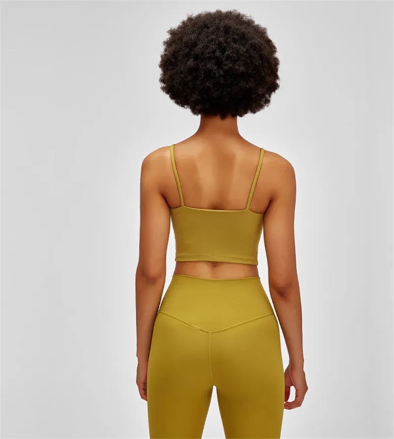 Solid Color Women Sports Bra Comprehensive Training Shockproof Halter Soft Sports Fitness Top Gym Yoga Chest Pad Comprehensive