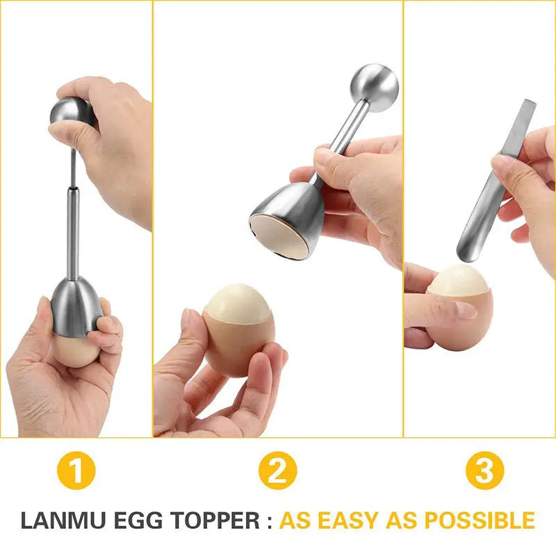 Cortador de cáscaras de huevo cocido de acero inoxidable, abridor de huevos duros, herramienta de cocina, accesorios, utensilio