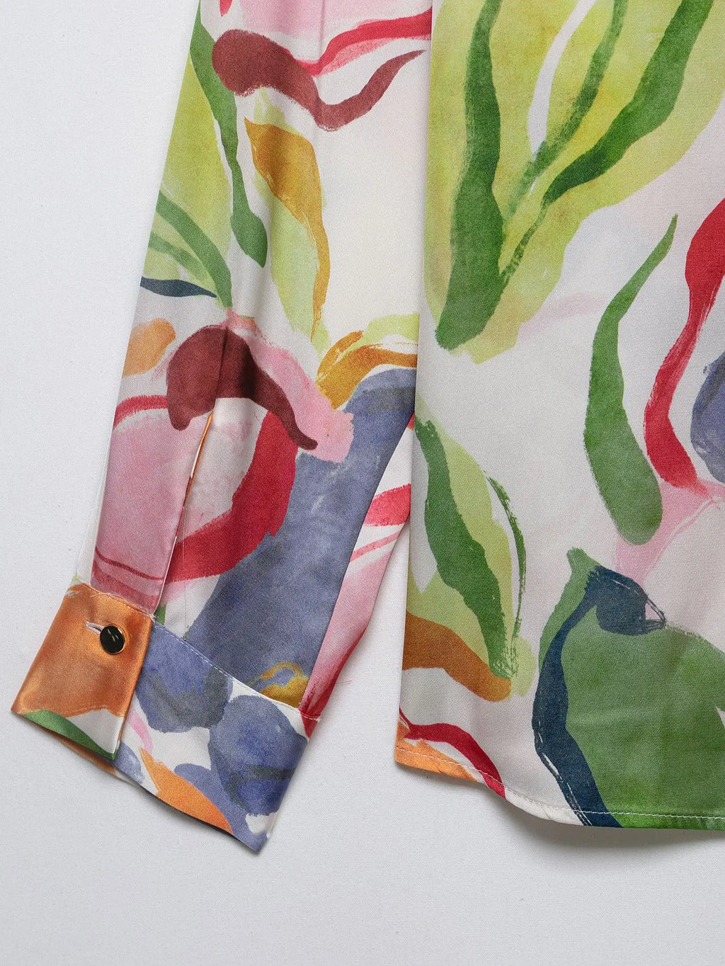 Silk Satin Feel Floral Print Shirt for Women 2026 New Design Elegant Basic Style Long Sleeve Loose Fit Polyester Spring Fashion