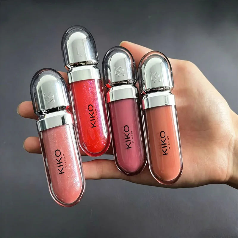 Fashion KIKO Single Headed Lipstick Transparent Mirror Lip Gloss Colorful Lasting Diamond Non-Fading Sexy Plump Lip Glaze Makeup