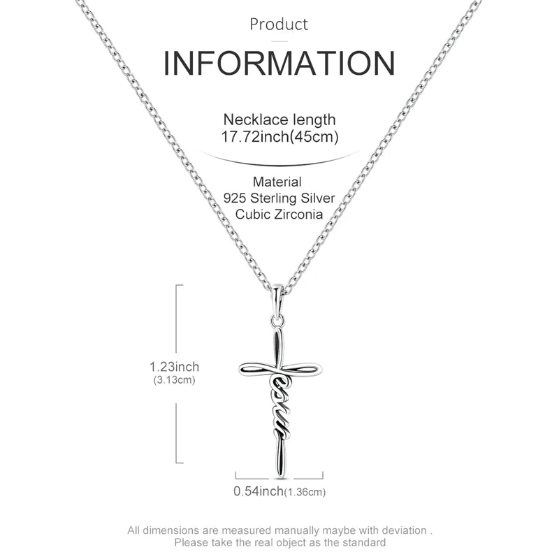 925 Sterling Silver Cross Pendant Necklace Minimalist Letter Dainty Jewelry For Women'S Girls Daily Wear Birthday