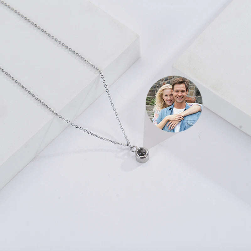 Custom Photo Necklace Projection Necklace With Picture I Love You 100 Languages Personalized Necklace Jewelry Gifts For Women'S