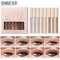 QIBEST 8 Colors Matte Liquid Eyeshadow Set Waterproof Long Lasting Eye Shadow Nude Brown Eye Pigment Makeup For Women Contouring