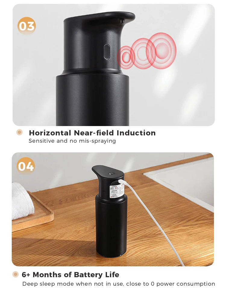 Dispensador de jabón de cocina de 480 ml con sensor automático, máquina de desinfectante de manos, dispensador de jabón eléctrico inteligente para gel de baño, acero inoxidable 304