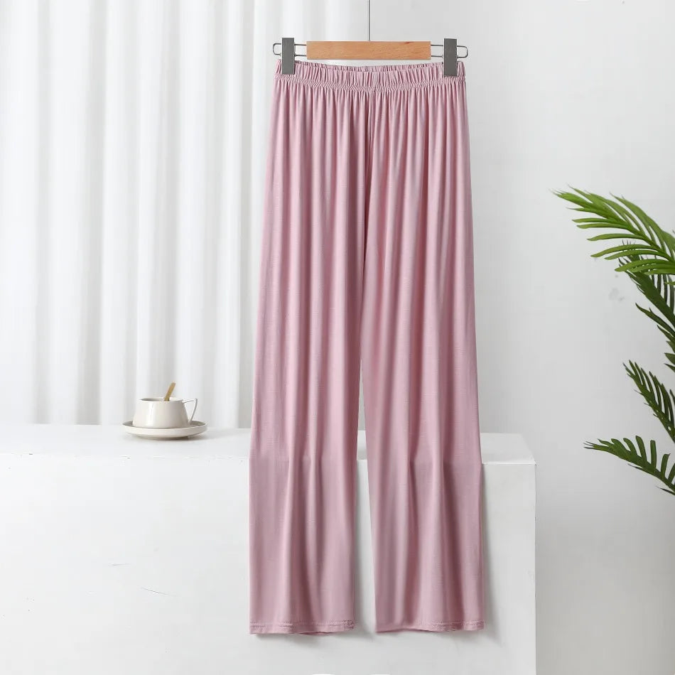 New Summer Knit Women's Modal Pants Loose Casual Wide Leg Pants for Women Bottoms Korean Fashion Home Streetwear Women Clothes