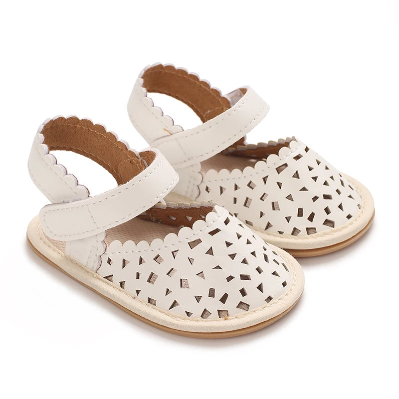 Baby Girls First Walker Sandals - PU Leather Anti-Slip Summer Shoes